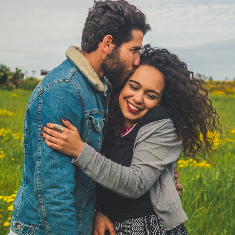 young couple hugging