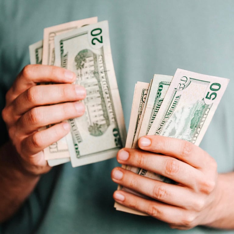 Crop Man Counting Dollar Bank Notes