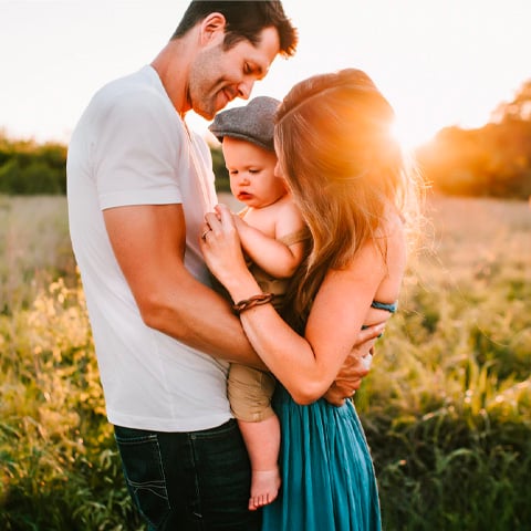 family photo on green grass