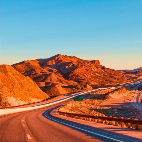 Rock formation nearing highway